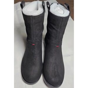 ED Ellen DeGeneres Sebring Black Waxy Suede Ankle Boots Women's Size‎ 5.5M New